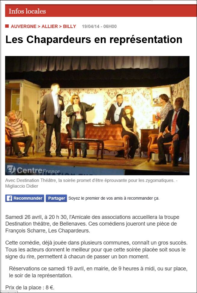 les chapardeurs destination théâtre